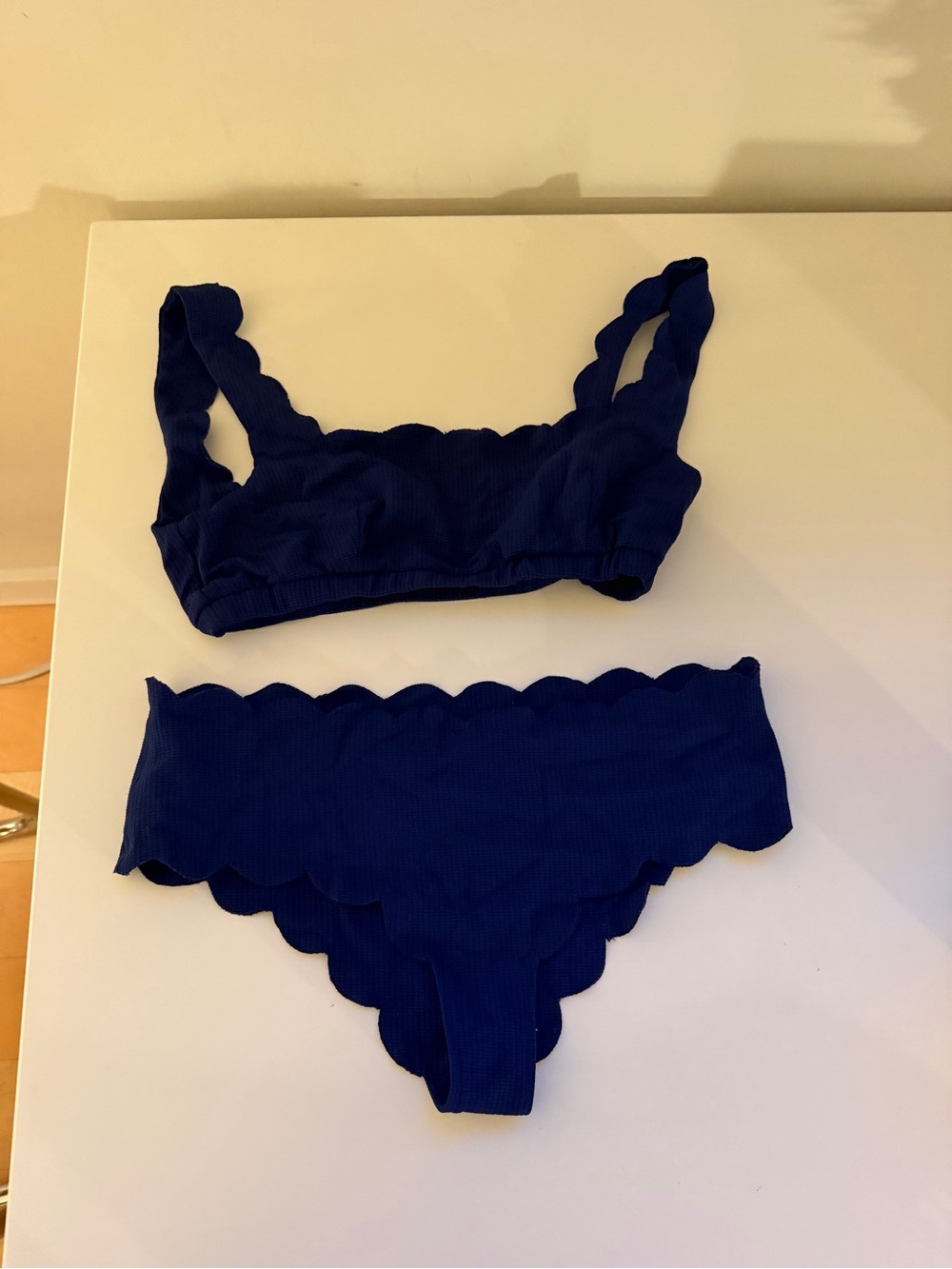 Marysia Swim Navy Blue Scalloped Bikini Set